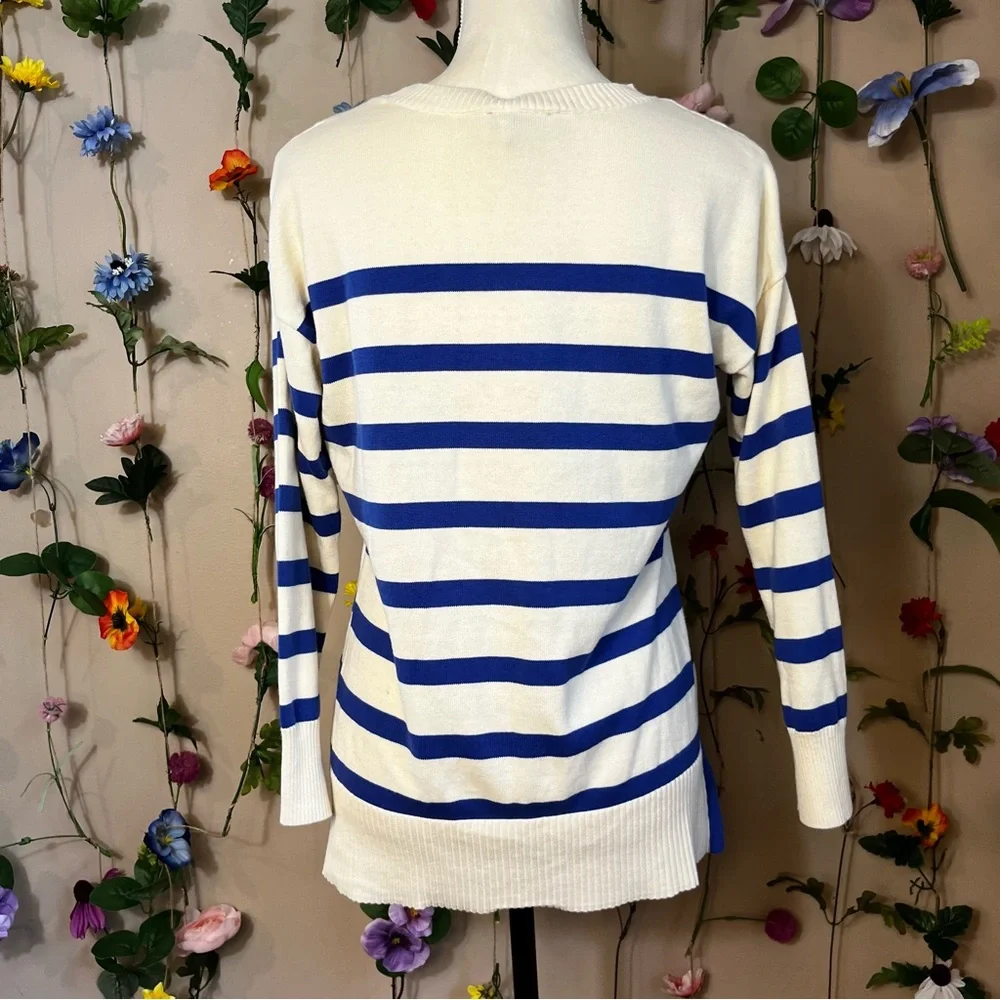 Blue and White Stripe Sweater, XS - Picture 4 of 5